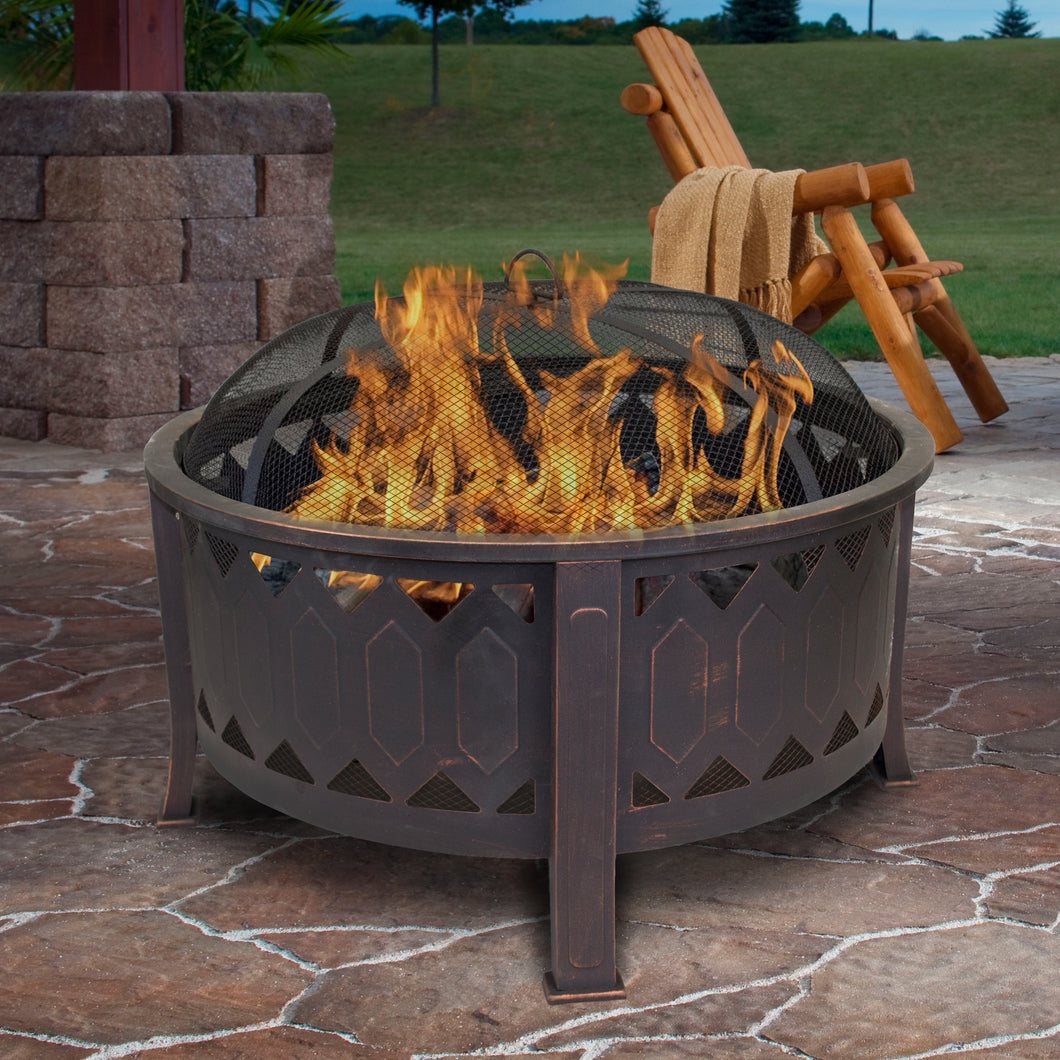American Furniture Classics 30 inch Round Fire Pit with Oil Rubbed Bronze Finish