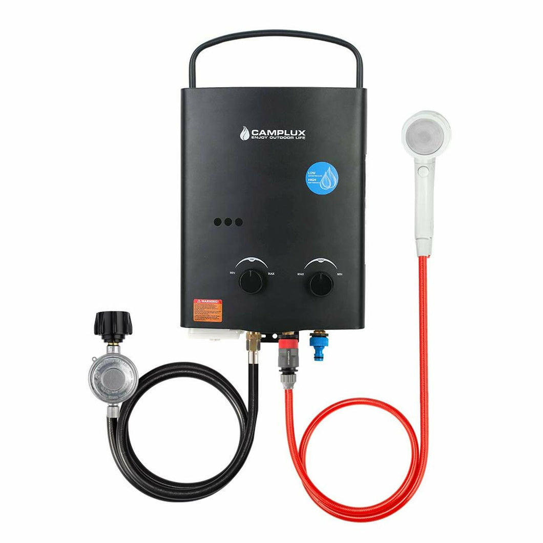 Camplux 5L 1.32 GPM Outdoor Portable Tankless Water Heater Black