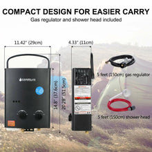 Load image into Gallery viewer, Camplux 5L 1.32 GPM Outdoor Portable Tankless Water Heater Black
