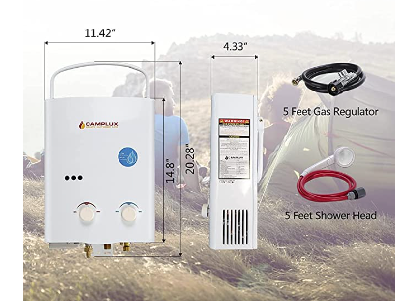 Camplux Enjoy Outdoor Life Camplux 5L 1.32 GPM Outdoor Portable Propane GAS Tankless Water Heater in Black