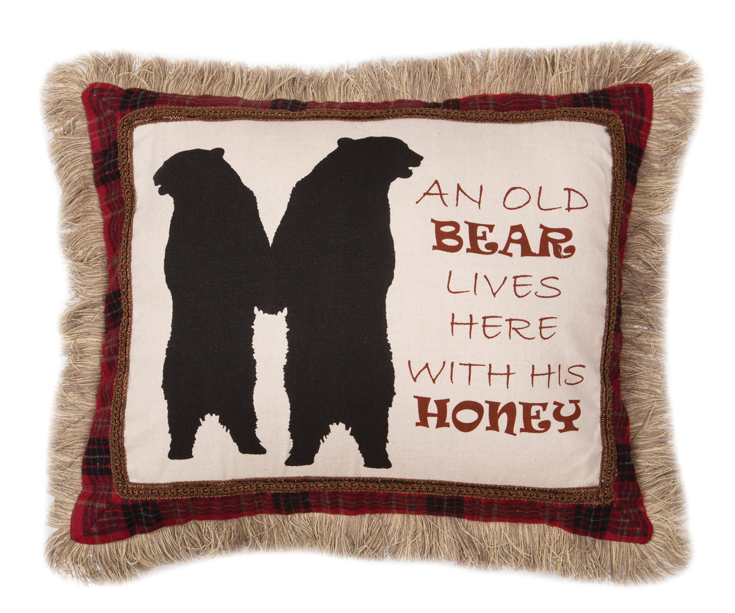 Carstens An Old Bear Lives Here Rustic Cabin Throw Pillow