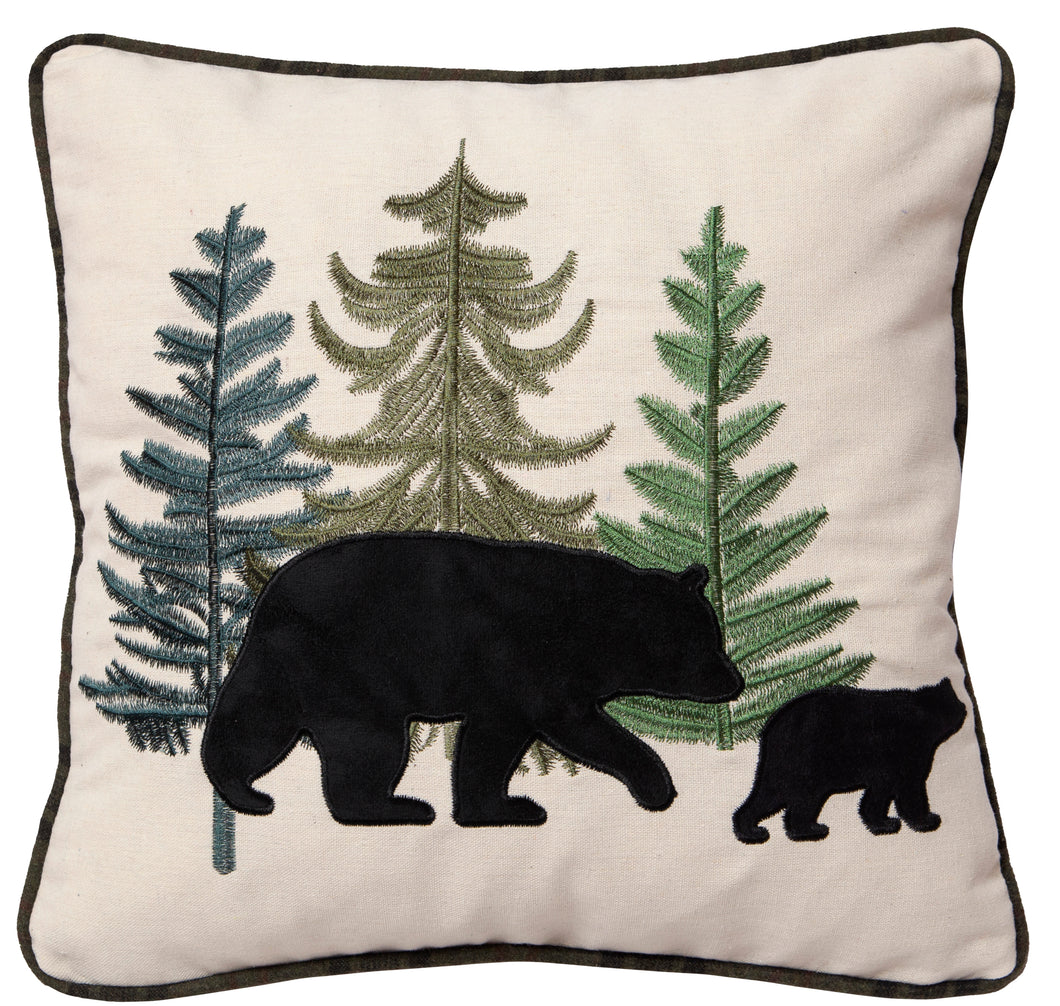 Carstens Bear Family Rustic Cabin Throw Pillow 18x18