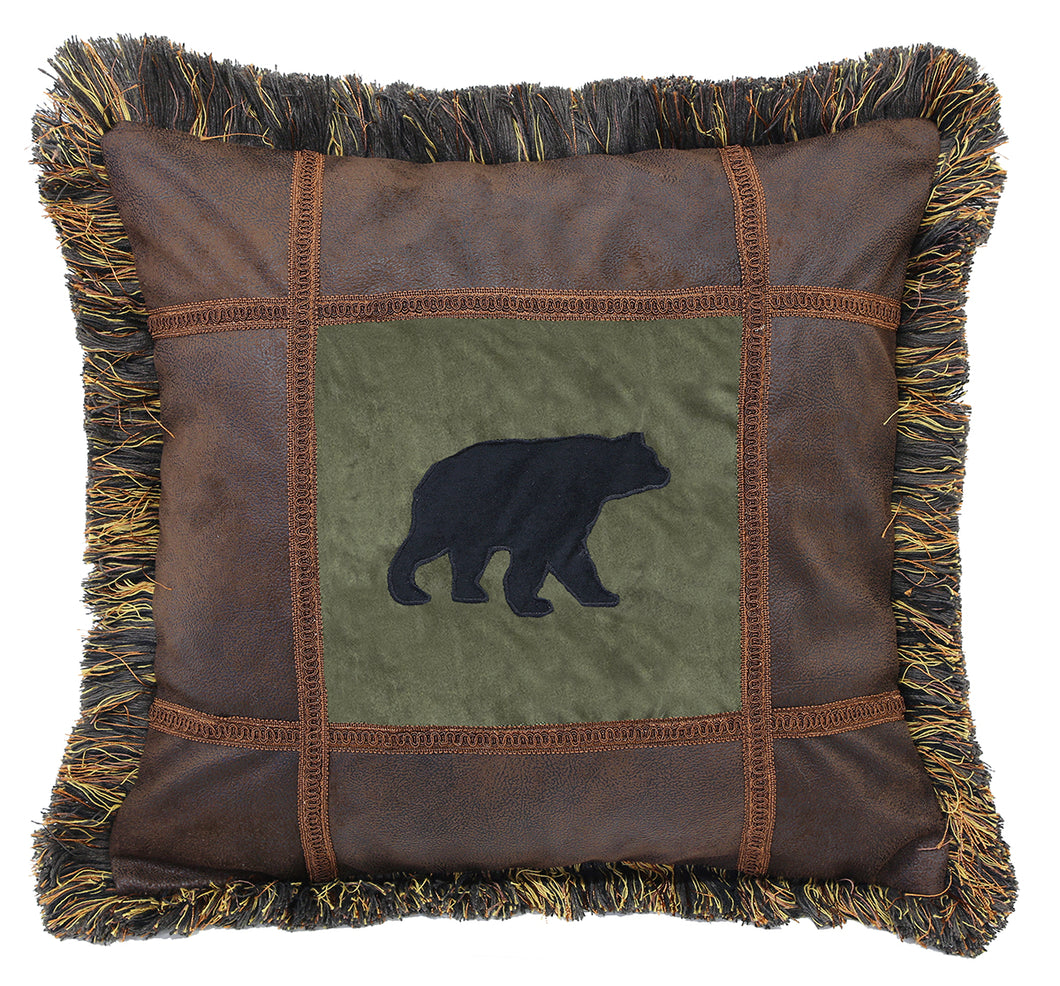 Carstens Bear on Pine Rustic Cabin Throw Pillow