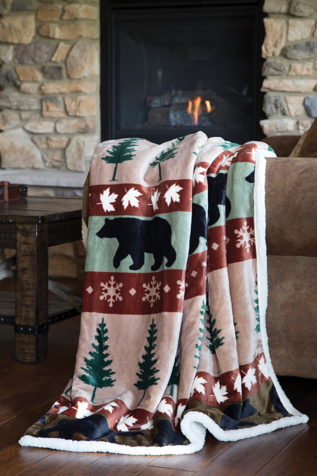 Carstens Cascade Ridge Rustic Cabin Sherpa Throw Blanket