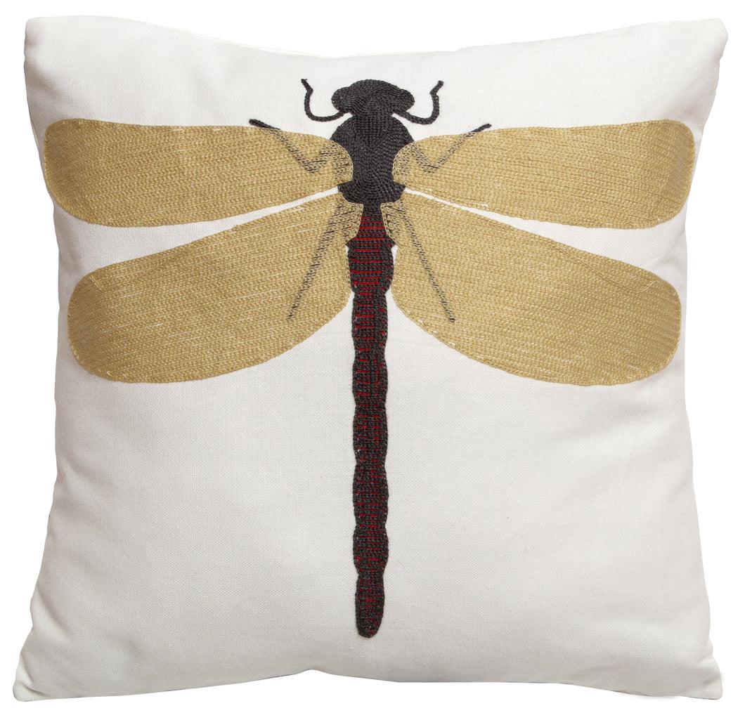 Carstens Dragonfly Embroidered Farmhouse Throw Pillow