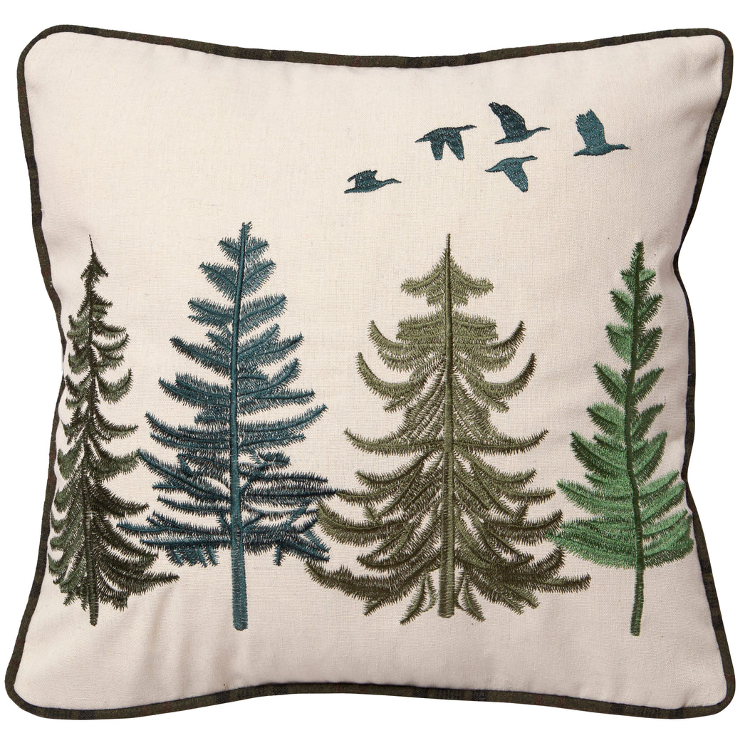 Carstens Geese and Pines Rustic Cabin Throw Pillow