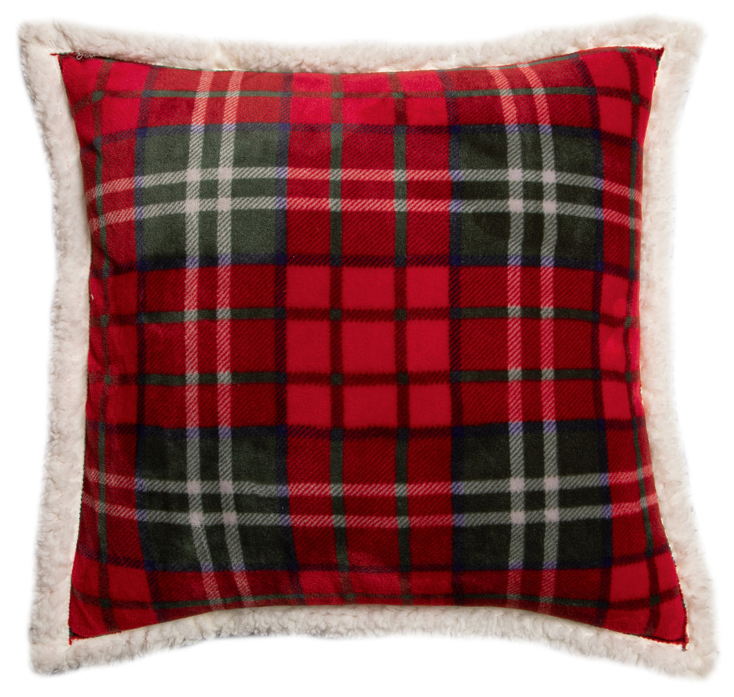 Carstens Holiday Red Plaid Sherpa Throw Pillow