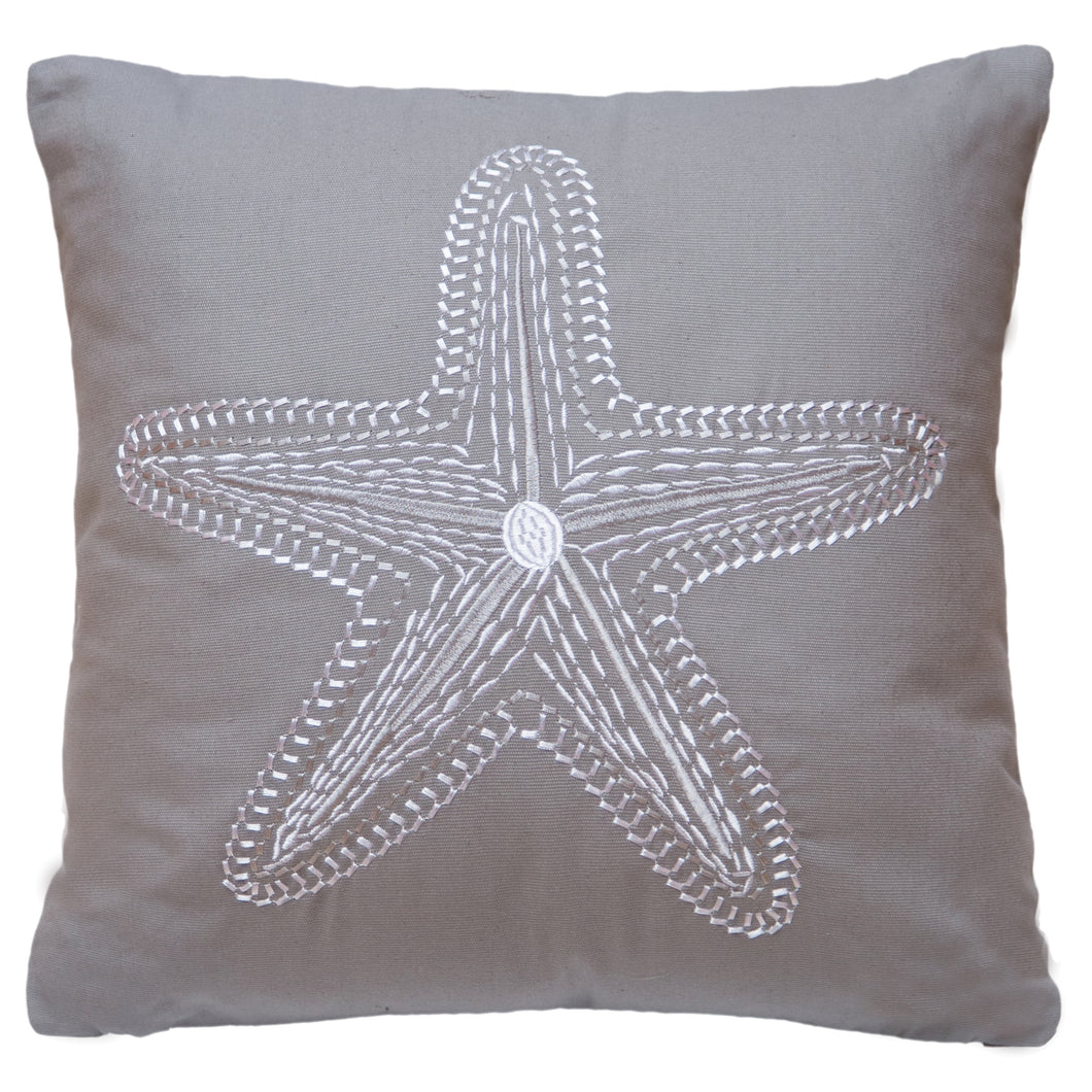Carstens Grey Embroidered Starfish Pillow