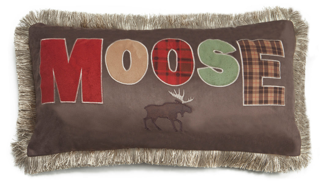 Carstens Faux Leather Moose Rustic Cabin Throw Pillow