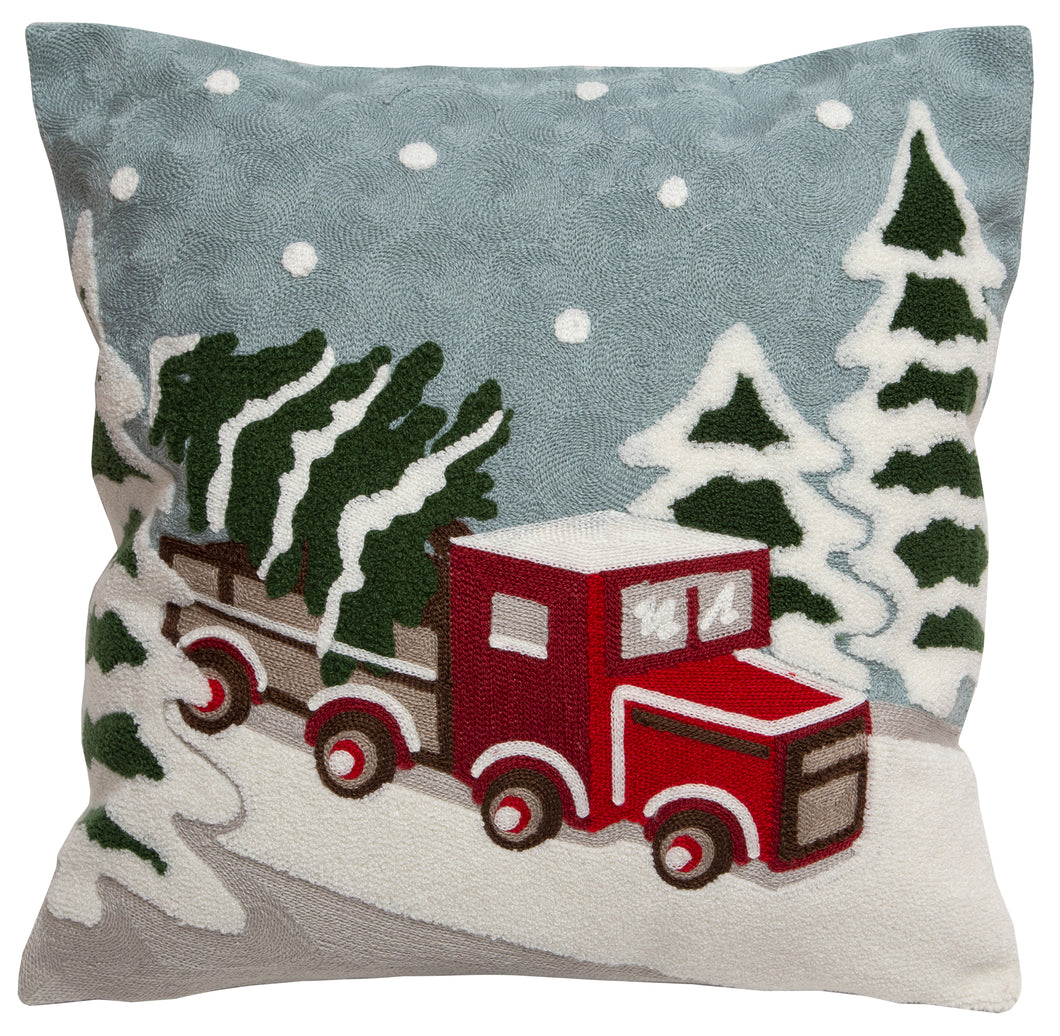 Carstens Snow Truck Rustic Cabin Holiday Throw Pillow