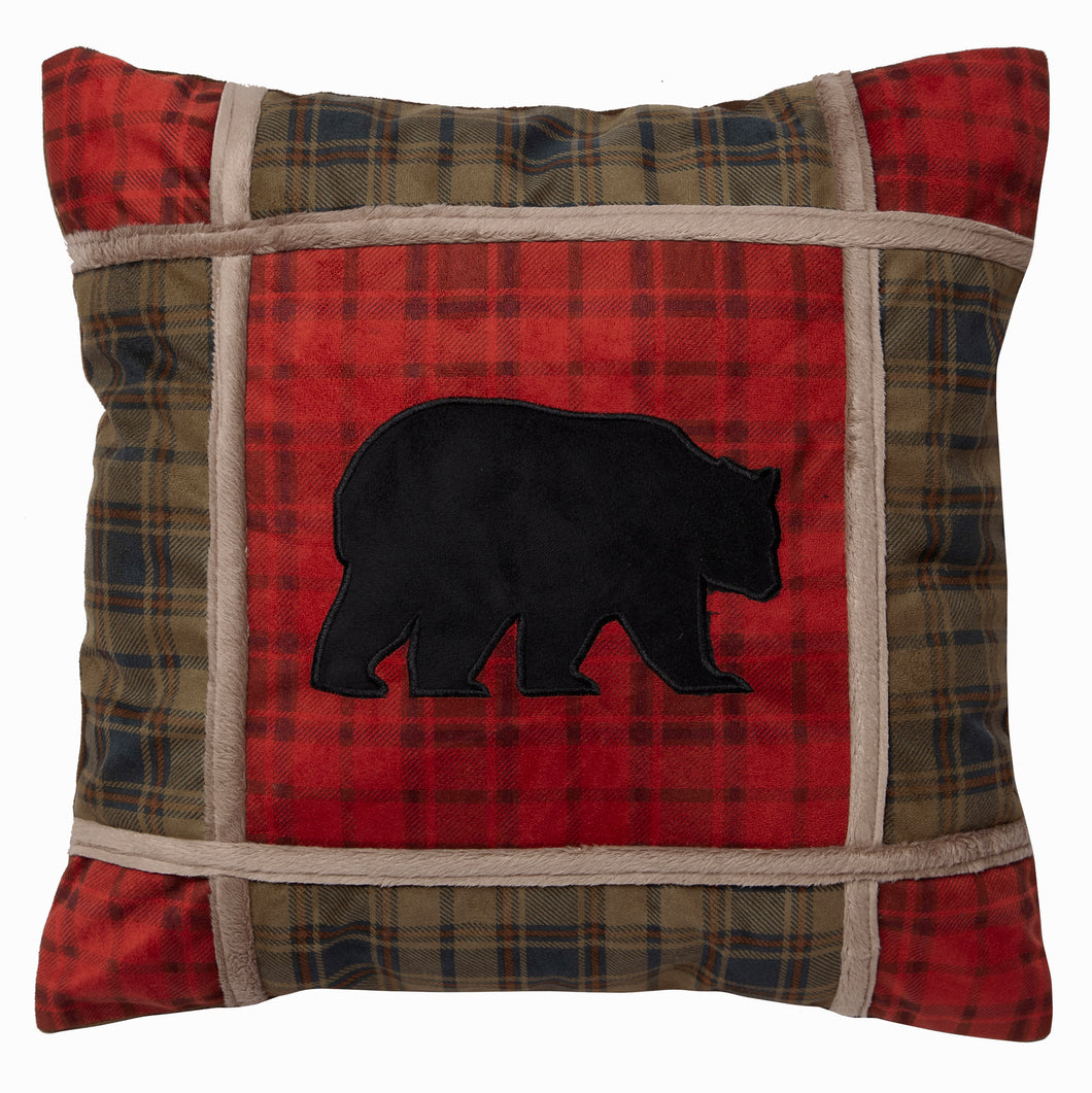 Carstens Red Plaid Bear Grid Pillow