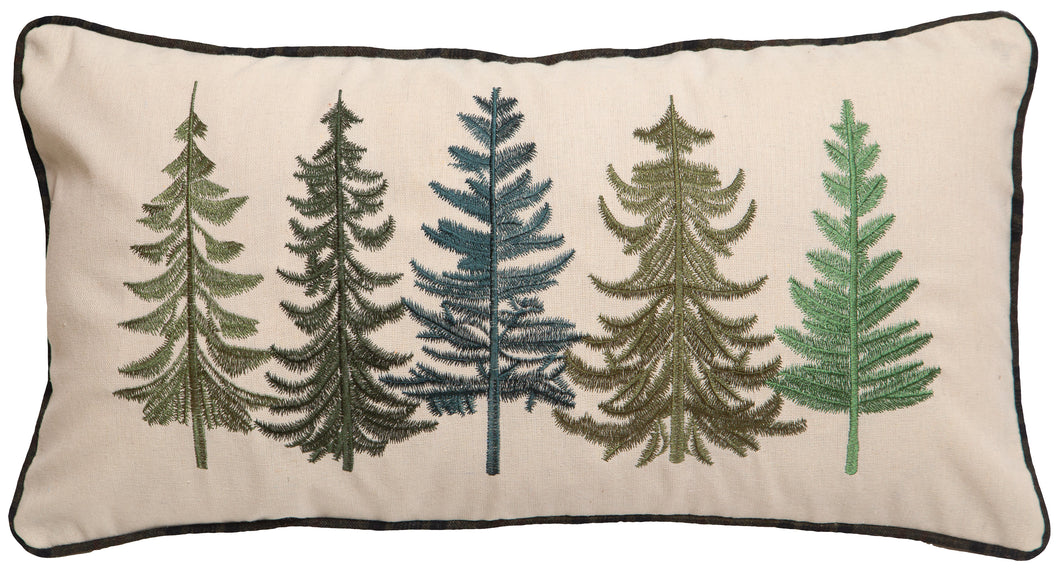 Carstens Row of Pine Trees Rustic Cabin Throw Pillow