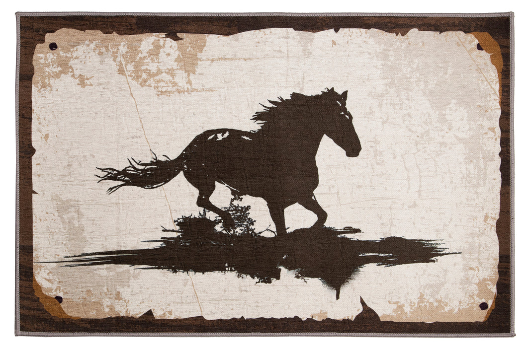 Carstens Running Horse Small Western Area Rug Doormat 2 ft x 3 ft