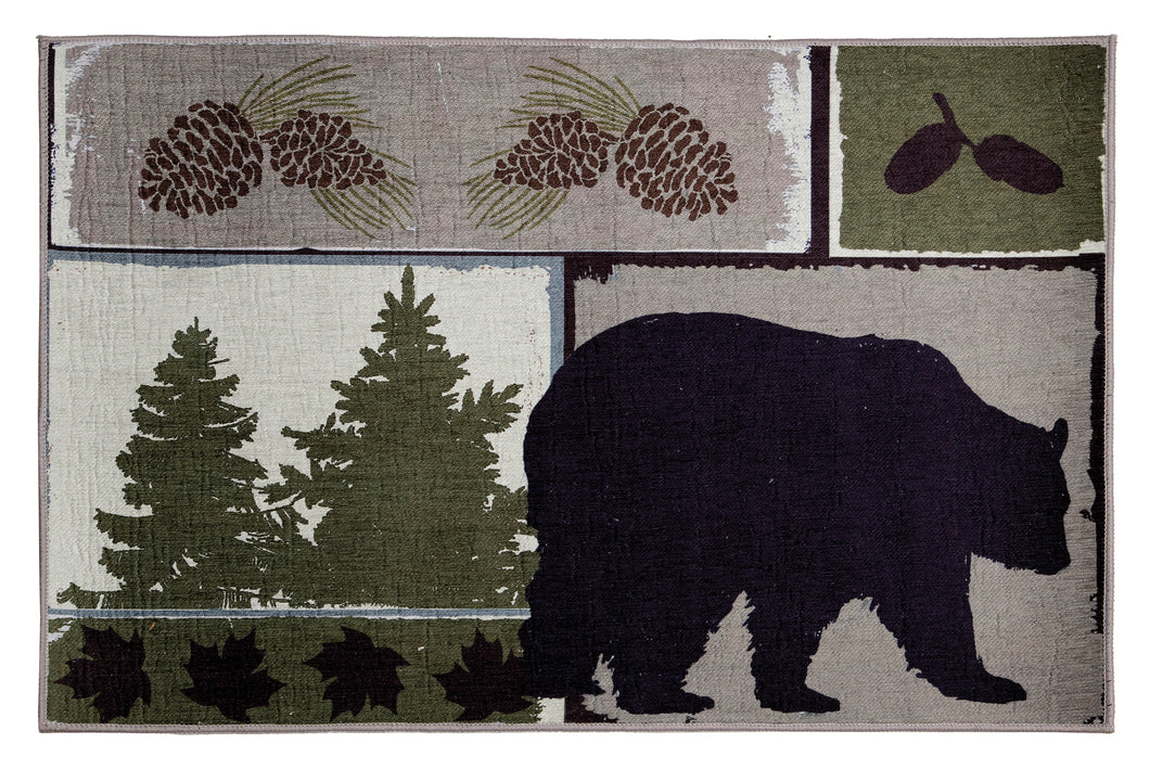 Carstens Vintage Bear Small Rustic Cabin Area Rug Doormat 2 ft x 3 ft