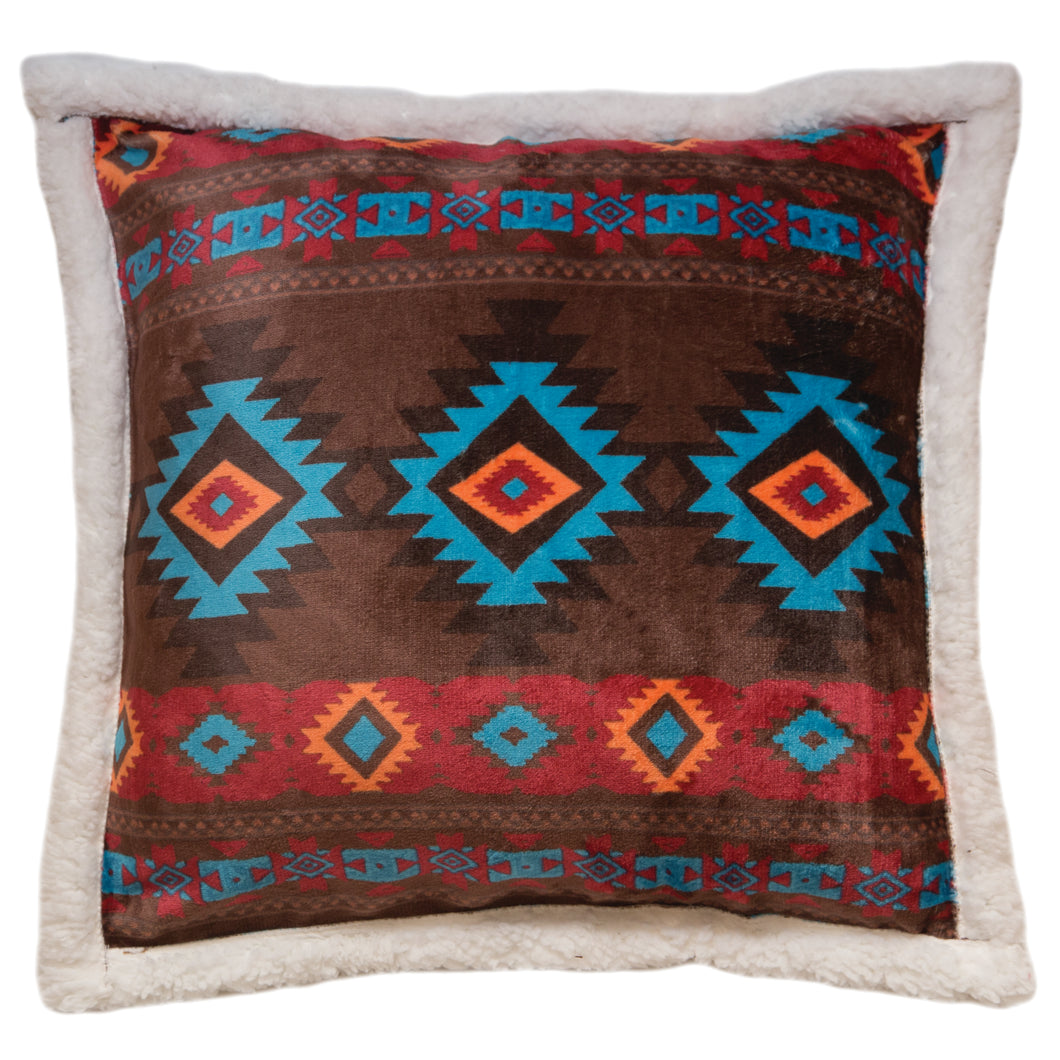 Carstens Wrangler Southwest Horizon Rustic Sherpa Fleece Throw Pillow